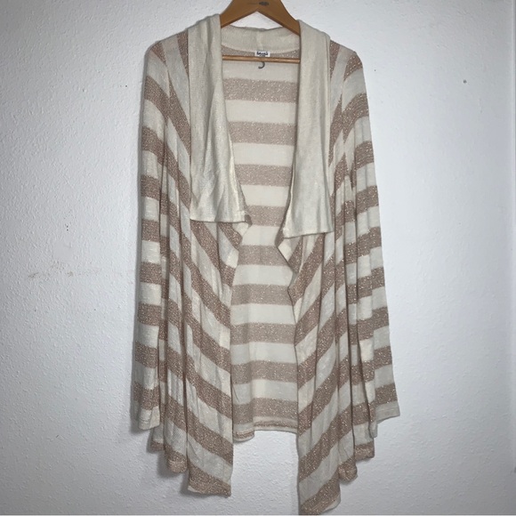 Splendid Glitter Shabby Chic Balletcore Waterfall Stripe Knit Cardigan Womens XL - Picture 1 of 6